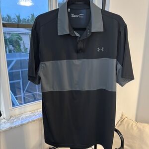 Under Armour Black and Gray Performance Golf Polo